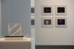Linear Construction No.1, Naum Gabo (1942 – 43). Perspex and nylon monofilament. On loan from The Pier Arts Centre Collection. As part of 'Implicit Form', Raydale Dower (2014)