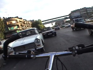 'Bicycling Damascus', Rainer Ganahl (2004) -90 mins video, video still