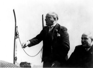 Film still, Challenge to Fascism/ Glasgow's May Day (1938) by Helen Biggar. Willy Gallacher, CPGB, MP for West Fife,speaking at Glasgow Green. Photo courtesy of Billie Love Historical Collection.