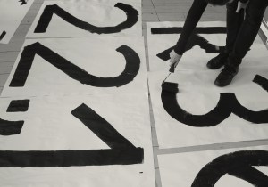 In progress, the making of the font for the Glasgow International visual identity. Photo: Kellenberger–White
