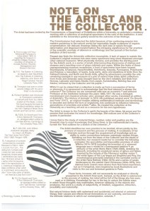 'Note on The Artist and The Collector' (2004) Text by Jenny Brownrigg for 'A Sketch of the Universe', Sally Osborn, Cooper Gallery, DJCAD, Dundee