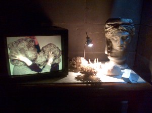 ‘The Kiss’, (2004) William Cobbing, single channel video, 3:33 mins. Hospitalfield. Photo: Jenny Brownrigg