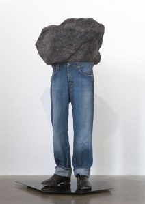 'Sound of Silver', Michael Stumpf (2010). Recyled fabric, acrylic resin, denim, tap-shoes, powder coated steel. Front view.