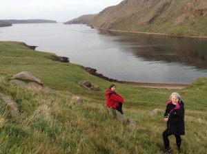 Joanne Jamieson and Shona Main at Heylor, with the croft in background from 'Rugged Island' (1932)